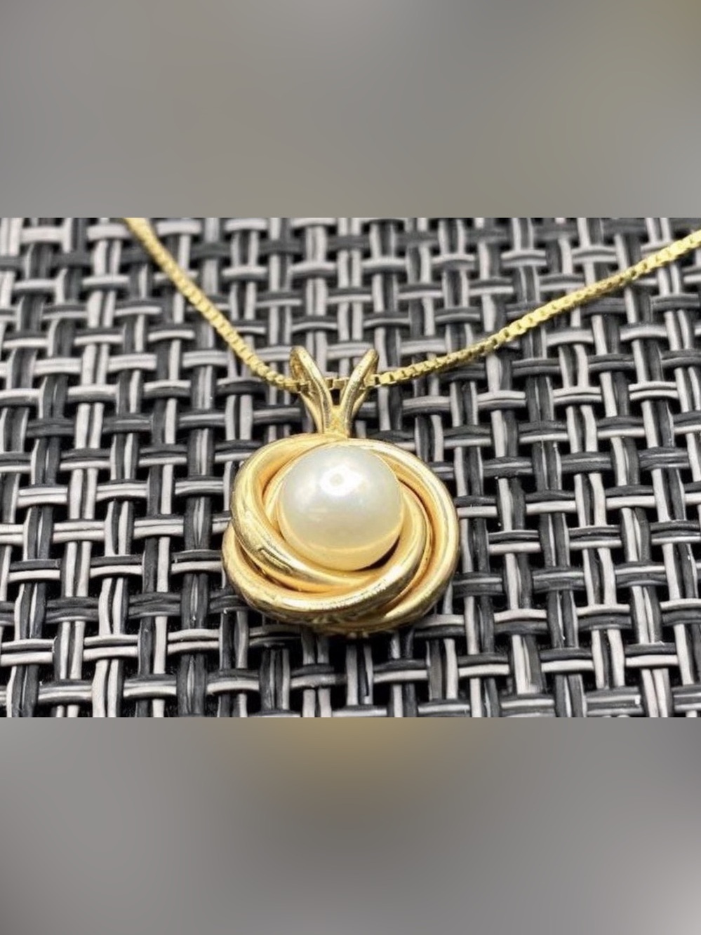 Vintage 18K Gold Chain & 14K Cultured Pearl Pendant Necklace